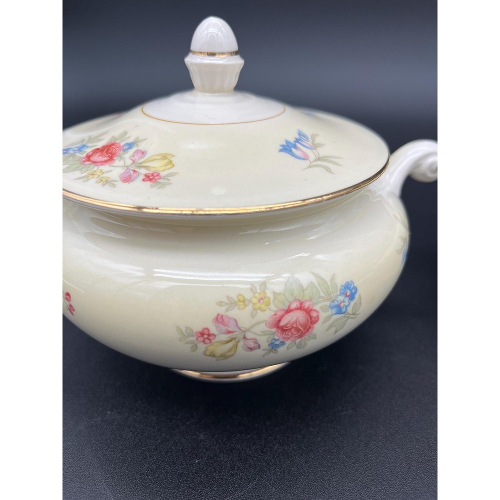 Creamer and Sugar Bowl Set Dresden Homer Laughlin Eggshell Nautilus - Picture 5 of 17
